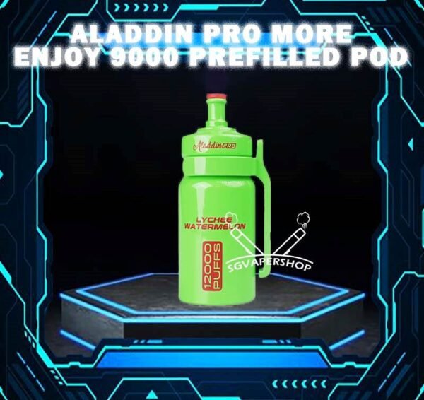 ALADDIN PRO MORE ENJOY 9000 DISPOSABLE POD Discover ALADDIN PRO MORE ENJOY 9000 DISPOSABLE POD a brand new design vape from Aladdin Pro feature with swappable cartridge in different color design and super yummy flavors! It include 1 cartridge and 1 device, providing everything you need to get started. When the cartridge is finish, simply replace it with a new cartridge, reusing the existing battery to save costs. It come with 9000 Puffs and variety of flavors to choose, each flavor are unique with different taste. It satisfy your sweet cravings without the minty taste. Specification : Nicotine : 50mg (5%) Approx : 9000 puffs Capacity : 18ml Adjustable Airflow Rechargeable Battery 650mAh Charging Port: Type-C ⚠️ALADDIN MORE ENJOY 9000 POD FLAVOUR LINE UP⚠️ Mango Yakult Passion Fruit Yakult Double Mango Candy Strawberry Grape Rootbeer Energy Drink Sirap Bandung Lychee Strawberry Chocolate Milk Candy *This Product only for Cartridge Pod , If want Battery with Pod collect here. SG VAPE COD SAME DAY DELIVERY , CASH ON DELIVERY ONLY. TAKE BULK ORDER /MORE ORDER PLS CONTACT ME : SGVAPERSHOP VIEW OUR DAILY NEWS INFORMATION VAPE : TELEGRAM CHANNEL