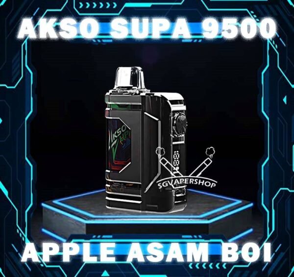 AKSO SUPA 9500 DISPOSABLE AKSO SUPA 9500 disposable are one of the smash-market vape in Malaysia. They pack a rechargeable battery and come prefilled with a whopping 9.5ml of liquid together with an indicator special for battery and liquid level. This allows you to vape longer on a single disposable and makes the AKSO SUPA a great option for traveling, extended road trips, or even just day-to-day use. Each AKSO SUPA disposable will last for 9500 puffs. Each AKSO SUPA delivers a great flavoring, a satisfying draw and the indicator; three fastors that make for a great disposable. They feel really good in the hand as the rounded it ergonomic to hold vape with. The AKSO SUPA is available more Flavour for you to choose. Adjustable Airflow Some of the AKSO product comes with airflow adjustable, same goes with AKSO SUPA. The function for your satisfying your daily vape. 9500 Puffs Number of puff can long last more than 1 week with a great usage of a pad. Battery & Liquid Indicator The great function of the indicator to alert you the power of battery and the liquid level in the pod. 9.5ml The high amount of liquid with a great consistency taste since the first puff. Specification : Up to 9500 Puffs under specific conditions. Type C Rechargeable Smart Screen Indicator for Battery & E-liquid Safety Child Lock Button Adjustable Airflow Booster Button ⚠️AKSO SUPA 9500 FLAVOUR LINE UP⚠️ Apple Asam Boi Blackberry Ice Blackcurrant Yakult Creamy Milk Grape Ice Ice Cream Cake Green Grape Lychee Longan Super Ice Mint Taro Ice Cream Mango Yakult Nutty Tobacco Rootbeer Solero Strawberry Vanilla Donut Vanilla Latte Watermelon Ice Yakult Melony Gum Strawberry Gum Guava Asam Mango Ice Get Akso Disposable Collection Now . SG VAPE COD SAME DAY DELIVERY , CASH ON DELIVERY ONLY. TAKE BULK ORDER /MORE ORDER PLS CONTACT ME : SGVAPERSHOP VIEW OUR DAILY NEWS INFORMATION VAPE : TELEGRAM CHANNEL