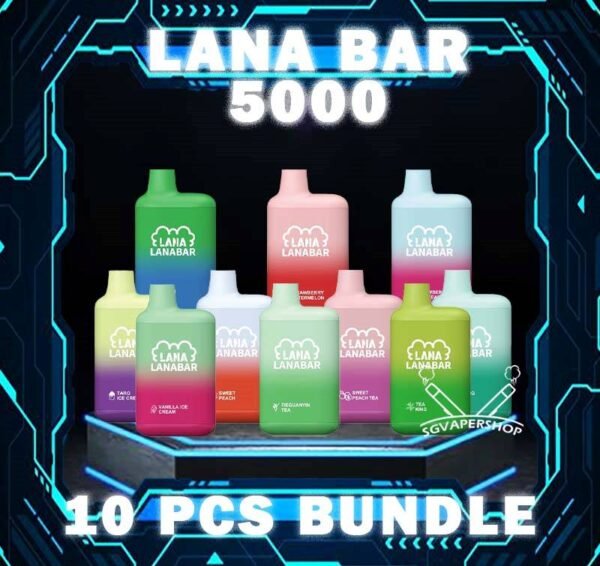 10PCS LANA BAR 5000 BUNDLE DISPOSABLE - SG VAPER SHOP The 10PCS LANA BAR 5000 BUNDLE DISPOSABLE Package include : 10 x LANA BAR 5K PUFFS  1 x Free Gift Free Delivery The Lana bar 5000 disposable vape launched today has a vaping capacity of 5k puffs and a stylish and beautiful ceramic can shape, which is very popular among electronic cigarette friends. A light sanding process polishes the exterior for a more comfortable grip. LANA VAPE caters to market demands by designing disposable electronic cigarettes with different appearances. The reason why the Lana bar 5000 disposable vape is so popular in the electronic cigarette market is that it has a very good-looking color matching appearance, a very high-quality filter cotton core and a ceramic core, which makes the Lana bar very delicate and smokey It feels very smooth, which greatly brings a better user experience to consumers. It is equipped with a rechargeable battery capacity of 850mAh, so there is no need to worry about the lack of electricity. As long as there is a Type-C charging cable, it can be used at any time. Device charging, which is also a breakthrough in innovation of disposable electronic cigarettes. Specifition : Nicotine : 5% Puffs: 5000puff Battery Capacity: 850 mAh. Type-C Port Rechargeable Battery ⚠️LANA BAR 5000 DISPOSABLE FLAVOUR LINE UP⚠️ Banana Milkshake Banana Ice Blueberry Ice Cream Cappuccino Chocolate Mint Chocolate Strawberry Cold Coke Cranberry Juice Guava Juicy Grape Lush Ice - Watermelon Lychee Longan Ice Lychee Iced Mango Ice Cream Mango Milkshake Menthol Extra Oolong Tea Passion Fruit Peach Grape Banana Peach Oolong Tea Peppermint Puer Tea Root Beer Skittles Sour Apple Strawberry Ice Cream Strawberry Milk Strawberry Watermelon Super Mint Surfing Lemon Sweet Peach Sweet Peach Tea Taro Ice Cream Tea King Tie Guan Yin Vanilla Ice Cream SG VAPE COD SAME DAY DELIVERY , CASH ON DELIVERY ONLY. TAKE BULK ORDER /MORE ORDER PLS CONTACT ME : SGVAPERSHOP VIEW OUR DAILY NEWS INFORMATION VAPE : TELEGRAM CHANNEL