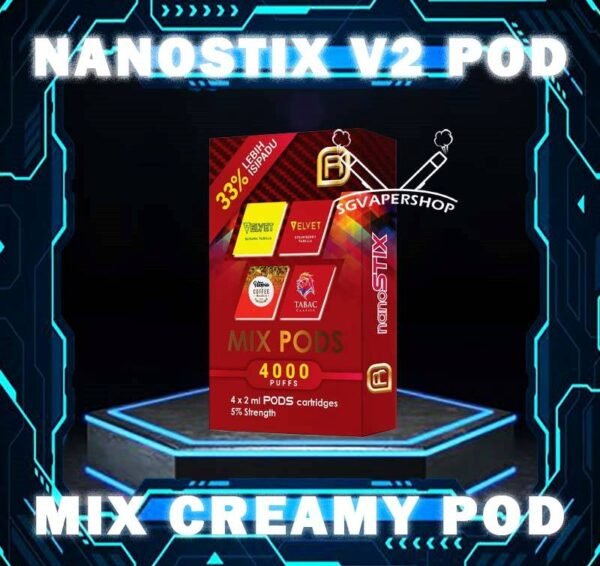 NANOSTIX V2 POD Nano V2 Pod Flavour Compatible for NanoSTIX Neo devices (V2) now with 2ml of liquids which is 33% bigger. Available in packs of 4 cartridges in 1 box of NanoPOD Neo. Our 2ml NanoPOD Neo come in a wide range of flavors. Don’t be deceived by their compact size; these flavorful little pods contain the equivalent of 45 cigarettes worth of nicotine each, and thanks to our innovative NanoNIC technology using naturally occurring nicotine salts rather than traditional freebase nicotine, delivery is much more efficient. Package Included : 1 Pack of 4 Pods ⚠️NANOSTIX V2 POD FLAVOUR LINE UP⚠️ Apple Banana Vanilla Bubblegum Butterscotch Cream Coffee Grape Ice Grapple Guava Hazelnut Coffee Honeydew Jackfruit Kiwi Rockmelon Lemonade Lychee Mango Mix Creamy Red Mix Fruity Blue Orange Popcorn Caramel Strawberry Apple Strawberry Vanilla Tobacco Classic Tobacco Menthol Velvet Butter Cake NANOSTIX V2 POD ONLY COMPATIBLE WITH NANOSTIX V3 DEVICE SG VAPE COD SAME DAY DELIVERY , CASH ON DELIVERY ONLY. TAKE BULK ORDER /MORE ORDER PLS CONTACT ME : SGVAPERSHOP VIEW OUR DAILY NEWS INFORMATION VAPE : TELEGRAM CHANNEL