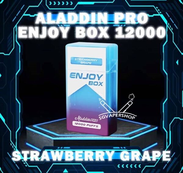 ALADDIN PRO ENJOY BOX 12000 DISPOSABLE The ALADDIN PRO ENJOY BOX 12000 puffs , in our Vape Singapore Ready Stock , get it now with us and same day delivery ! Enjoy delicious vaping experience  The ALADDIN Enjoy Box 12k Puffs! Design in a sleek cigarette box style design with a cap for mouthpiece protection! Enjoy 15+ delightful flavors with 12000 smooth puffs, each bursting with sweet perfection! Specification : Nicotine : 50mg (5%) Approx : 12000 puffs Rechargeable Battery 650mAh Charging Port: Type-C ⚠️ALADDIN PRO ENJOY BOX 12000 FLAVOUR LINE UP⚠️ Energy Drink Guava Hazelnut Coffee Strawberry Mango Honeydew Syrup Bandung Strawberry Blackcurrant Mango Strawberry Kiwi Yakult Strawberry Grape Double Mango Candy Honeydew Yakult Mango Yakult Mango Peach Sour Bubblegum Solero Lime Gummy Bear Grape Lychee Grape Bubblegum Mixed Bubblegum Mango Bubblegum Sakura Grape Strawberry Bubblegum Solero Yakult Solero Ice Cream White Coffee SG VAPE COD SAME DAY DELIVERY , CASH ON DELIVERY ONLY. TAKE BULK ORDER /MORE ORDER PLS CONTACT ME : SGVAPERSHOP VIEW OUR DAILY NEWS INFORMATION VAPE : TELEGRAM CHANNEL