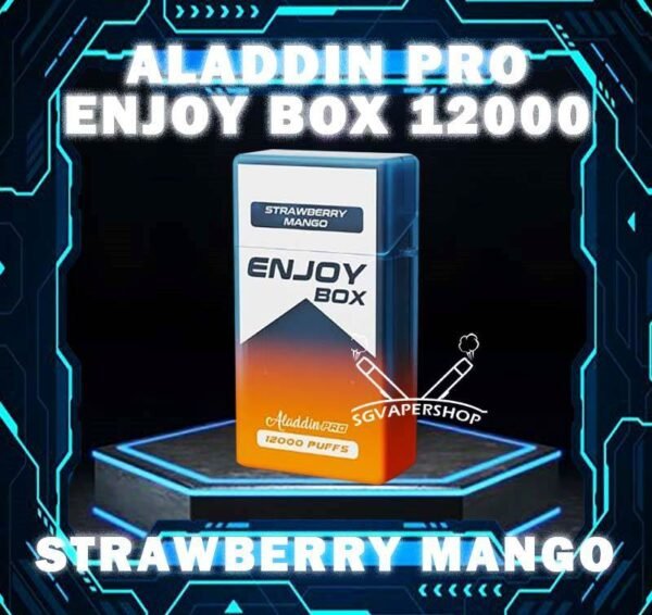 ALADDIN PRO ENJOY BOX 12000 DISPOSABLE The ALADDIN PRO ENJOY BOX 12000 puffs , in our Vape Singapore Ready Stock , get it now with us and same day delivery ! Enjoy delicious vaping experience  The ALADDIN Enjoy Box 12k Puffs! Design in a sleek cigarette box style design with a cap for mouthpiece protection! Enjoy 15+ delightful flavors with 12000 smooth puffs, each bursting with sweet perfection! Specification : Nicotine : 50mg (5%) Approx : 12000 puffs Rechargeable Battery 650mAh Charging Port: Type-C ⚠️ALADDIN PRO ENJOY BOX 12000 FLAVOUR LINE UP⚠️ Energy Drink Guava Hazelnut Coffee Strawberry Mango Honeydew Syrup Bandung Strawberry Blackcurrant Mango Strawberry Kiwi Yakult Strawberry Grape Double Mango Candy Honeydew Yakult Mango Yakult Mango Peach Sour Bubblegum Solero Lime Gummy Bear Grape Lychee Grape Bubblegum Mixed Bubblegum Mango Bubblegum Sakura Grape Strawberry Bubblegum Solero Yakult Solero Ice Cream White Coffee SG VAPE COD SAME DAY DELIVERY , CASH ON DELIVERY ONLY. TAKE BULK ORDER /MORE ORDER PLS CONTACT ME : SGVAPERSHOP VIEW OUR DAILY NEWS INFORMATION VAPE : TELEGRAM CHANNEL