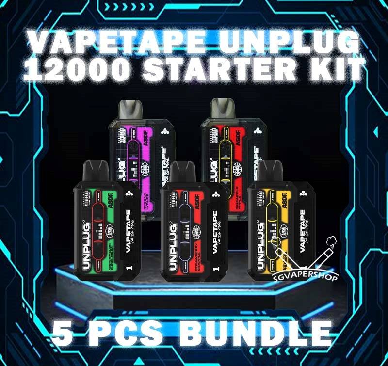 5PCS VAPETAPE UNPLUG 12000 DISPOSABLE BUNDLE - SG VAPER SHOP The 5PCS VAPETAPE UNPLUG 12000 DISPOSABLE BUNDLE Package include : 5 x VAPETAPE UNPLUG 12K PUFFS STARTER KIT 1 x Free Gift Free Delivery The Vapetape Unplug 12000 disposable vape provides an excellent vaping experience with a 12,000 puffs capacity. For ease of use and diversity, this disposable vape system combines with a 5% nicotine context and type C charghing port. Starter Kit is Battery and flavour pod together , Its creative design prioritises portability and ease of use while offering a fulfilling vaping experience. Users looking for a longer lasting choice without the inconvenience of refills or recharges may enjoy a customisable and controlled vaping experience with this device's features including adjustable airflow and a battery indicator. ⚠️VAPETAPE UNPLUG 12000 FULL SET FLAVOUR LINE UP⚠️ Double Grape Berries Yogurt Blackcurrant Berries Blackcurrant Bubblegum Honeydew Bubblegum Honeydew Slurpee Mango Slurpee Strawberry Grapple Solero Tropical Watermelon Bubblegum Choco Mint Candy Grape Pear Orange Mango Guava Pineapple Apple Ribena Lychee Apple Lychee Butter Popcorn Carrot Milk Hazelnut Coffee Kiwi Mango Watermelon SG VAPE COD SAME DAY DELIVERY , CASH ON DELIVERY ONLY. TAKE BULK ORDER /MORE ORDER PLS CONTACT ME : SGVAPERSHOP VIEW OUR DAILY NEWS INFORMATION VAPE : TELEGRAM CHANNEL