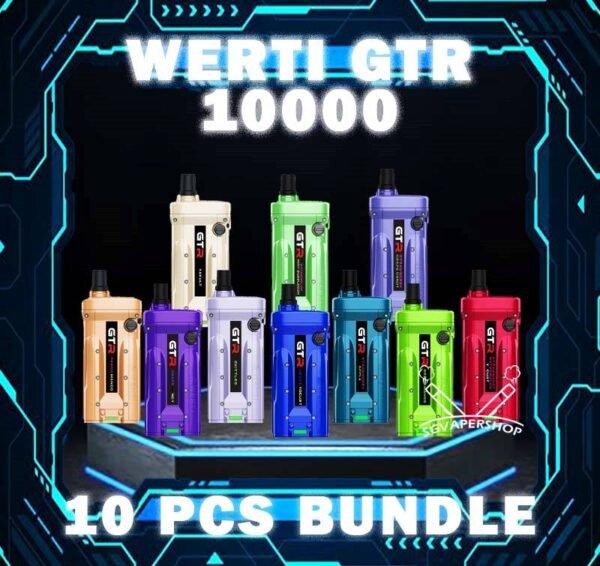 10PCS WERTI GTR 10000 DISPOSABLE BUNDLE The 10PCS WERTI GTR 10000 DISPOSABLE BUNDLE Package include : 10 x WERTI GTR 10K PUFFS 1 x Free Gift Free Delivery The new WERTI GTR 10000 Puff Vape is available in Vape Singapore . With an eye striking design taking inspiration from sports cars and racing culture and with a huge tank liquid enough for 10,000 puff, this disposable pod is ideal for individuals that desire something smooth and attractive. 650 mah rechargeable Type C battery with 1.0 mesh coil. Specification : Nicotine : 5% Battery : 650mAh Charging : Rechargable with Type C Adjustable Airflow ⚠️WERTI GTR 10000 FLAVOUR LIST⚠️ Green Mango Honeydew Melon Cola Peach Mango Mango Kuinine Mix Berry Yakult Grape Yogurt Blackcurrant Yakult Triple Mint Popcorn Yakult Strawberry Yakult Original Cheesecake Grape Candy Sirap Bandung Strawberry Watermelon Yogurt Strawberry Apple Strawberry Grape Candy Watermelon Mint Bubblegum SG VAPE COD SAME DAY DELIVERY , CASH ON DELIVERY ONLY. TAKE BULK ORDER /MORE ORDER PLS CONTACT ME : SGVAPERSHOP VIEW OUR DAILY NEWS INFORMATION VAPE : TELEGRAM CHANNEL
