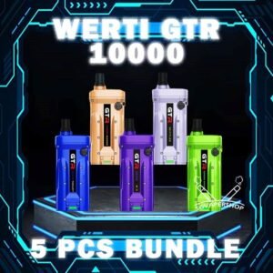 5PCS WERTI GTR 10000 DISPOSABLE BUNDLE The 5PCS WERTI GTR 10000 DISPOSABLE BUNDLE Package include : 5 x WERTI GTR 10K PUFFS 1 x Free Gift Free Delivery The new WERTI GTR 10000 Puff Disposable Vape is available in Vape Singapore . With an eye striking design taking inspiration from sports cars and racing culture and with a huge tank liquid enough for 10,000 puff, this disposable pod is ideal for individuals that desire something smooth and attractive. 650 mah rechargeable Type C battery with 1.0 mesh coil. Specification : Nicotine : 5% Battery : 650mAh Charging : Rechargable with Type C Adjustable Airflow ⚠️WERTI GTR 10000 FLAVOUR LIST⚠️ Green Mango Honeydew Melon Cola Peach Mango Mango Kuinine Mix Berry Yakult Grape Yogurt Blackcurrant Yakult Triple Mint Popcorn Yakult Strawberry Yakult Original Cheesecake Grape Candy Sirap Bandung Strawberry Watermelon Yogurt Strawberry Apple Strawberry Grape Candy Watermelon Mint Bubblegum SG VAPE COD SAME DAY DELIVERY , CASH ON DELIVERY ONLY. TAKE BULK ORDER /MORE ORDER PLS CONTACT ME : SGVAPERSHOP VIEW OUR DAILY NEWS INFORMATION VAPE : TELEGRAM CHANNEL