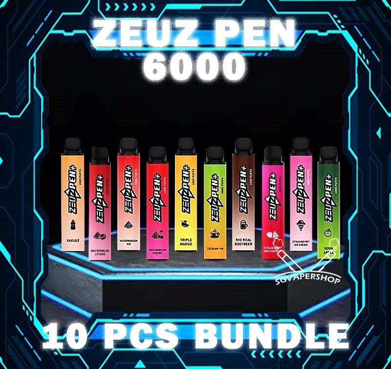 10PCS ZEUZ PEN PLUS 6000 DISPOSABLE BUNDLE - SG VAPER SHOP SINGAPORE The 10PCS ZEUZ PEN PLUS 6000 DISPOSABLE BUNDLE Package include : 10 x ZEUZ PEN PLUS 6K PUFFS DISPOSABLE 1 x Free Gift Free Delivery Zeuz Pen Plus 6000 is 6k Puffs rechargeable type disposable vape Vape Ready stock in our sg singapore store online shop for same day delivery! It design in pen shape and it is auto draw active device. This make it easy to carry to every where with hassle free. Zeus pen Plus 6k comes with 17 plus flavours. The top 5 best seller flavour are Tie Guan Yin,Mint Extra, Watermelon Cherry, Grape and Lemon Bubblegum. Zeus Pen remain same cooling level as Zeuz bar 9100. Specification : Approx : 6000 Puffs Capacity : 9ml Rechargeable Battery 500mAh Charging Port: Type-C ⚠️ZEUZ PEN PLUS 6000 FLAVOUR LINE UP⚠️ Tie Guan Yin Mint Extra Honeydew Melon The Real Rootbeer Ice Lychee Lemon Coke Power Bull Yakult Watermelon Ice Watermelon Cherry Banana Milkshake Pure Grape Triple Mango Strawberry Ice Cream Sour Apple Hazelnut Coffee Lemon Bubblegum Grape Bubblegum Classic Tobacco Chrysanthemum Tea Watermelon Lychee Solero Lime Strawberry Watermelon Frozen Peach Yogurt Mango Watermelon Lemon SG VAPE COD SAME DAY DELIVERY , CASH ON DELIVERY ONLY. TAKE BULK ORDER /MORE ORDER PLS CONTACT ME : SGVAPERSHOP VIEW OUR DAILY NEWS INFORMATION VAPE : TELEGRAM CHANNEL