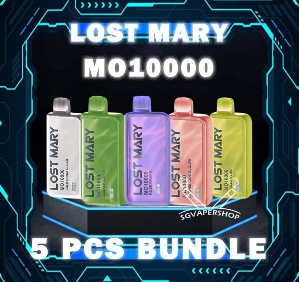 5PCS LOST MARY MO10000 DISPOSABLE BUNDLE - SG VAPER SHOP SINGAPORE The 5PCS LOST MARY MO10000 DISPOSABLE BUNDLE Package include : 5 x LOST MARY MO 10K PUFFS DISPOSABLE 1 x Free Gift Free Delivery The Lost Mary MO 10000 Vape is a sophisticated and user-friendly vaping device designed for convenience and longevity.  It comes pre-filled with 17mL of e-liquid, ensuring a long-lasting vaping experience without the need for frequent refills. This vape contains a 5% salt nicotine concentration, providing a satisfying hit with each puff. Salt nicotine is known for its smoother throat hit compared to traditional nicotine. ⚠️LOST MARY MO10000 FLAVOUR LINE UP⚠️ Double Apple Strawberry Yakult Solero Lime Rose Grape Triple Mango Blueberry Banana Bubblegum Peach Plus Ice California Clear Lychee Cantaloupe Mango Orange Pineapple Lemon Cola Guava Peach Strawberry Watermelon Grape Watermelon Bubblegum Fresh Mint SG VAPE COD SAME DAY DELIVERY , CASH ON DELIVERY ONLY. TAKE BULK ORDER /MORE ORDER PLS CONTACT ME : SGVAPERSHOP VIEW OUR DAILY NEWS INFORMATION VAPE : TELEGRAM CHANNEL
