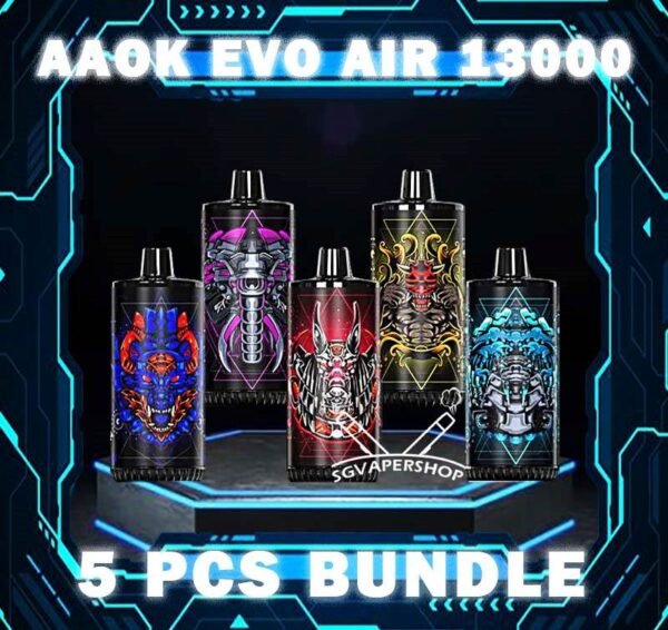 5PCS AAOK EVO AIR 13000 DISPOSABLE BUNDLE - VAPE SINGAPORE SG COD The 5PCS AAOK EVO AIR 13000 BUNDLE Package include : 5 x AAOK EVO AIR 13K PUFFS 1 x Free Gift Free Delivery The AAOK EVO AIR 13K PUFFS DISPOSABLE is a Airjuatable Airflow Vape , Ready stock in vape singapore Sg Vape Cod. Available 10 Flavour line up for you choose. Get it now with SG VAPER SHOP ! ⚠️AAOK EVO AIR 13000 FLAVOUR LINE UP⚠️ Apple Pie Banana Vanilla Custard Candy Guava Mint Grape Apple Ice Oat Milk Pineapple Colada Pear Watermelon Root Beer Sirap Bandung Strawberry Vanilla SG VAPE COD SAME DAY DELIVERY , CASH ON DELIVERY ONLY. TAKE BULK ORDER /MORE ORDER PLS CONTACT ME : SGVAPERSHOP VIEW OUR DAILY NEWS INFORMATION VAPE : TELEGRAM CHANNEL