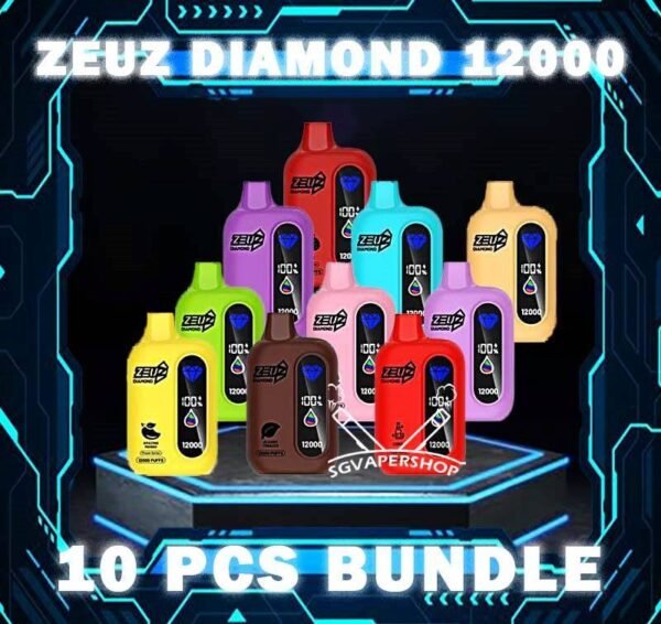 10PCS ZEUZ DIAMOND 12000 DISPOSABLE BUNDLE - SG VAPER SHOP SINGAPORE 10PCS ZEUZ DIAMOND 12000 DISPOSABLE BUNDLE Package include : 10 x ZEUZ DIAMOND 12K PUFFS DISPOSABLE 1 x Free Gift Free Delivery The Zeuz Diamond 12000 Puffs Disposable Vape Ready stock in our sg singapore store online shop for same day delivery! New production from Zeus vape Sg. Get it now with us and same day delivery! This Vape Disposable comes with 20+ Plus flavours. The top 5 best seller flavour are Tie Guan Yin,Double Mint, Sirap Bandung, Sour Bubblegum and Honeydew Melon. Zeuz 12k Puffs remain cooling level better than with as Zeuz bar 9100 / Zeuz Pen 6000 . Specifications: Nicotine : 3% 30mg Capacity 14ml Approx. 12000 Puffs Rechargeable 550mAh Battery Type C Port ⚠️ZEUZ DIAMOND 12000 FLAVOUR LINE UP⚠️ Hot Series Gummy Bear Sour Bubblegum Mixed Berry Rootbeer Watermelon Bubblegum Sirap Bandung Solero Ice Cream Grape Apple Power Bull Classic Tobacco Cold Series Grape Bubblegum Watermelon Lemon Tie Guan Yin White Grape Oolong Tea Frozen Peach Coke Strawberry Watermelon Double Mint Amazing Mango Watermelon Ice Honeydew Melon Ice Lychee Sour apple SG VAPE COD SAME DAY DELIVERY , CASH ON DELIVERY ONLY. TAKE BULK ORDER /MORE ORDER PLS CONTACT ME : SGVAPERSHOP VIEW OUR DAILY NEWS INFORMATION VAPE : TELEGRAM CHANNEL