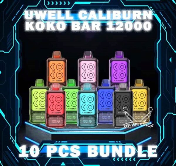 10PCS x CALIBURN KOKO BAR 12000 DISPOSABLE - SG VAPER SHOP SINGAPORE 10PCS x CALIBURN KOKO BAR 12000 DISPOSABLE Package Include: Choose 10Pcs x Caliburn Koko 12k Puffs Disposable Pod Free Gift x1 Free Delivery Charge! The Uwell Caliburn Koko Bar 12000 Puffs Vape Ready stock at Singapore sg shop on sale for same day delivery. The Caliburn BAR 12k puffs is a revolutionary disposable vape that has taken the vaping industry by storm. This powerful and feature-rich device boasts an impressive array of specifications and capabilities, making it an attractive choice for both novice and experienced vapers alike. In this in-depth review, we’ll explore the various aspects of the Caliburn BAR S12000, providing you with all the information you need to make an informed decision about whether this disposable vape is the right fit for your vaping needs. Specifications: Battery Capacity: 800 mAh E-Liquid Capacity: 20 mL Nicotine Strength: 5% (50 mg/mL) Power Modes: Boost Mode (22W) and Regular Mode (16W) Coil: Dual 1.2-ohm coil (UWELL’s patented Flagship Dual Coil atomization system) Puff Count: Up to 12,000 puffs Charging: USB Type-C charging port Airflow: Adjustable airflow control Display: Smart LED screen with multiple animations ⚠️UWELL CALIBURN KOKO BAR 12000 FLAVOUR LINE UP⚠️ Watermelon Watermelon Pineapple Strawberry Vanilla Custard Tobacco Triple Melon Mango Mango Pudding Oat Flakes Plum Guava Lime Lychee Apple Snow Pear SG VAPE COD SAME DAY DELIVERY , CASH ON DELIVERY ONLY. TAKE BULK ORDER /MORE ORDER PLS CONTACT ME : SGVAPERSHOP VIEW OUR DAILY NEWS INFORMATION VAPE : TELEGRAM CHANNEL