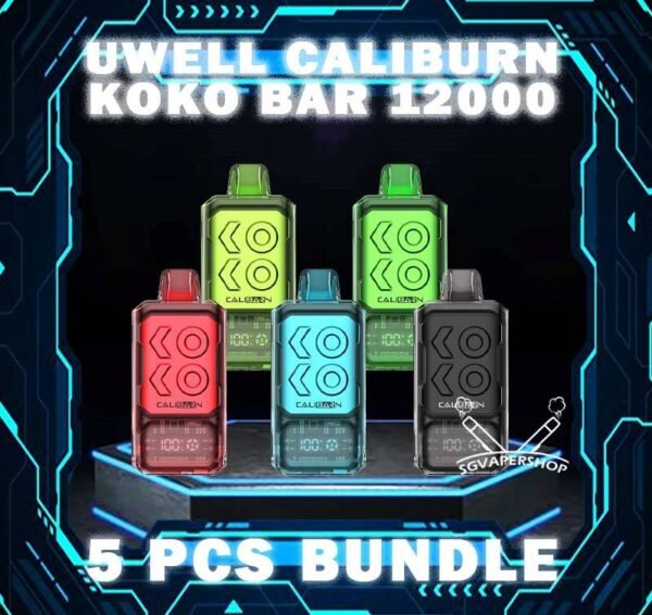 5PCS x CALIBURN KOKO BAR 12000 DISPOSABLE - SG VAPER SHOP SINGAPORE 5PCS x CALIBURN KOKO BAR 12000 DISPOSABLE Package Include: Choose 5Pcs x Caliburn Koko 12k Puffs Disposable Pod Free Gift x1 Free Delivery Charge! The Uwell Caliburn Koko Bar 12000 Puffs Vape Ready stock at Singapore sg shop on sale for same day delivery. The Caliburn BAR 12k puffs is a revolutionary disposable vape that has taken the vaping industry by storm. This powerful and feature-rich device boasts an impressive array of specifications and capabilities, making it an attractive choice for both novice and experienced vapers alike. In this in-depth review, we’ll explore the various aspects of the Caliburn BAR S12000, providing you with all the information you need to make an informed decision about whether this disposable vape is the right fit for your vaping needs. Specifications: Battery Capacity: 800 mAh E-Liquid Capacity: 20 mL Nicotine Strength: 5% (50 mg/mL) Power Modes: Boost Mode (22W) and Regular Mode (16W) Coil: Dual 1.2-ohm coil (UWELL’s patented Flagship Dual Coil atomization system) Puff Count: Up to 12,000 puffs Charging: USB Type-C charging port Airflow: Adjustable airflow control Display: Smart LED screen with multiple animations ⚠️UWELL CALIBURN KOKO BAR 12000 FLAVOUR LINE UP⚠️ Watermelon Watermelon Pineapple Strawberry Vanilla Custard Tobacco Triple Melon Mango Mango Pudding Oat Flakes Plum Guava Lime Lychee Apple Snow Pear SG VAPE COD SAME DAY DELIVERY , CASH ON DELIVERY ONLY. TAKE BULK ORDER /MORE ORDER PLS CONTACT ME : SGVAPERSHOP VIEW OUR DAILY NEWS INFORMATION VAPE : TELEGRAM CHANNEL