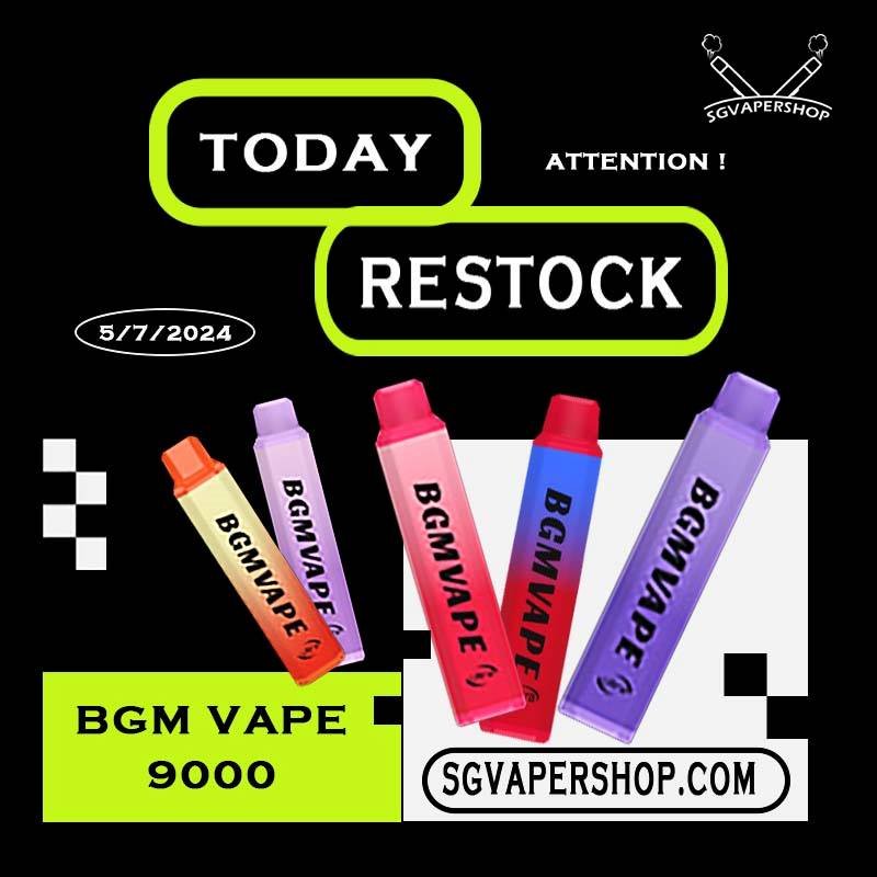 5/7/2024 - BGM VAPE 9000 DISPOSABLE RESTOCK – BGM VAPE 9K PUFFS VAPE – 5/7/2024 Welcome to our online vape store in Singapore,The #1 destination for all your vaping needs! We offer a wide selection of the latest world class vape devices,pods,and disposable that area always in stock and ready to ship in singapore for vape delivery. Next I will introduce to you which are the best-selling vapes that we restock today! Ready stock at Singapore Vape sg shop on sale for same day delivery. Double Melon Fuji Apple Jasmine Tea Litchi Ice Luch Ice Mango Melon Peach Lychee Peach Oolong Pure Grape Pure Passion Superb Mint Taro Creamy Tie Guan Yin Watermelon Black Tea Watermelon Lychee Yacult Orange Yacult Grape For RESTOCK BGM VAPE 9K PUFFS-05072024 vape product available at SG VAPE SHOP here, get it now with us and same day delivery! TAKE BULK ORDER /MORE ORDER PLS CONTACT ME : SG VAPER SHOP VIEW OUR DAILY NEWS INFORMATION VAPE : TELEGRAM CHANNEL