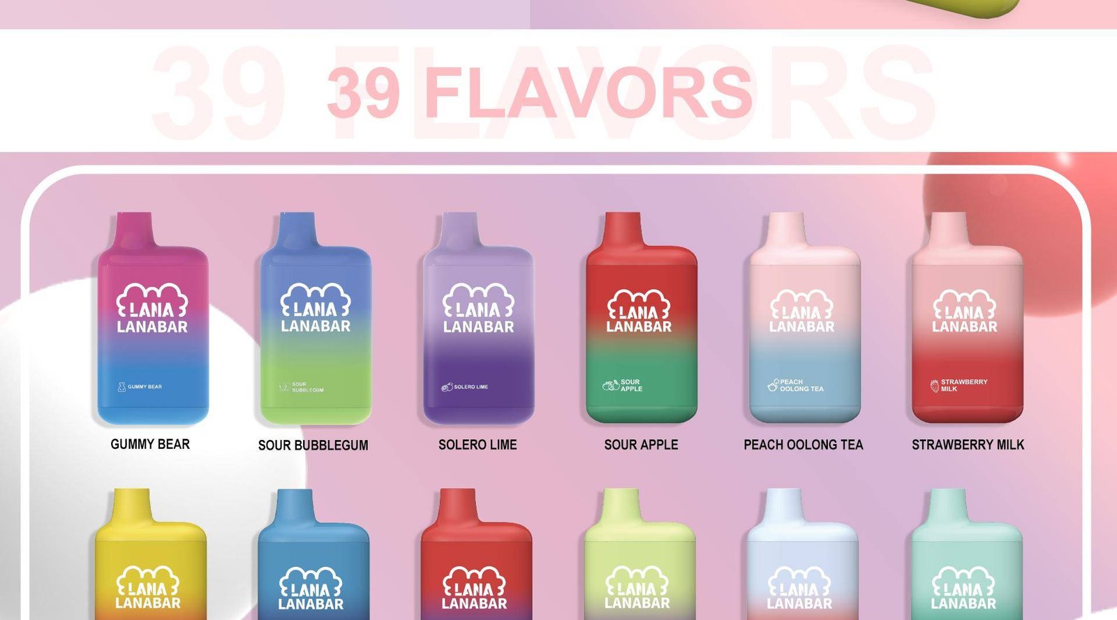 LANA BAR 5000 PUFFS Try LANAVAPE enjoy yourself! Mesh Coil with 850 mAh battery, Nicotine contains of 3%, E-liquid 7ML and Rechargeable Type-C design. Available 30 Plus+ more flavour stay tuned!