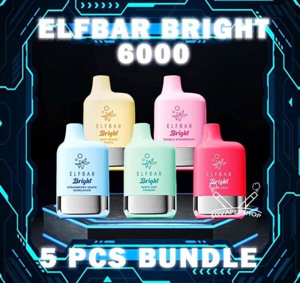 5 X ELFBAR BRIGHT 6000 BUNDLE - SG VAPER SHOP SINGAPORE 5 X ELFBAR BRIGHT 6000 BUNDLE Package include : 5PCS x ELFBAR BRIGHT 6K PUFFS FREE DELIVERY The Elfbar Bright 6000 Puffs Disposable vape ready stock in our sg singapore store online shop for same day delivery. Feel the elf bar bright 6k combination of power and flavor. With QUAQ MESH, every puff unleashes a powerful throat hit bursting with flavor. Fresh Taste, Fresh Vibes! Newest flavor lineup yet. Indulge in rich, satisfying tastes that make every inhale a delight. Try it now ELF BAR BRIGHT ! Note: Battery power shall not be released normally when the ambient temperature is lower than -5℃. We suggest before the activation, this product shall be left in a warm environment for about three days to restore battery discharge capacity. ⚠️ELFBAR BRIGHT 6000 FLAVOUR LIST⚠️ Apple Strawberry Mango Bubblegum Mint Double Peach Mango Watermelon Double Strawberry Ice Cream Double Strawberry Juicy Peach Fanta Lemon Cola Lychee Grape Honeydew Mixed Kiwi Passion Strawberry Grape Bubblegum SG VAPE COD SAME DAY DELIVERY , CASH ON DELIVERY ONLY. TAKE BULK ORDER /MORE ORDER PLS CONTACT ME : SGVAPERSHOP VIEW OUR DAILY NEWS INFORMATION VAPE : TELEGRAM CHANNEL