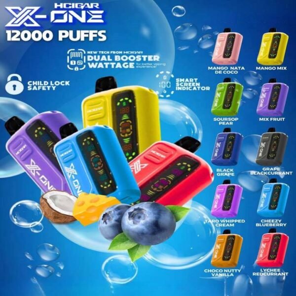 HCIGAR X-ONE 12000 DISPOSABLE - SG VAPER SHOP SINGAPORE The Hcigar X-one 12000 puffs disposable vape ready stock in our sg singapore store online shop for same day delivery. The joy of vibrant fruity flavors heightened by Hcigar X-One’s 12k dual booster wattage and adjustable airflow ensures a silky smooth taste. Specifications : Nicotine 50mg (5%) Approx. 12000 Puffs Smart Screen Indicator Dual Booster Wattage Child Lock Safety Rechargeable Battery 650mAh  Charging Port: Type-C ⚠️HCIGAR X-ONE 12000 FLAVOUR LINE UP⚠️ Black Grape Cheezy Blueberry Choco Nutty Vanilla Grape Blackcurrant Lychee Redcurrant Mango Mix Mango Nata De Coco Mix Fruit Soursop Pear Taro Whipped SG VAPE COD SAME DAY DELIVERY , CASH ON DELIVERY ONLY. TAKE BULK ORDER /MORE ORDER PLS CONTACT ME : SGVAPERSHOP VIEW OUR DAILY NEWS INFORMATION VAPE : TELEGRAM CHANNEL
